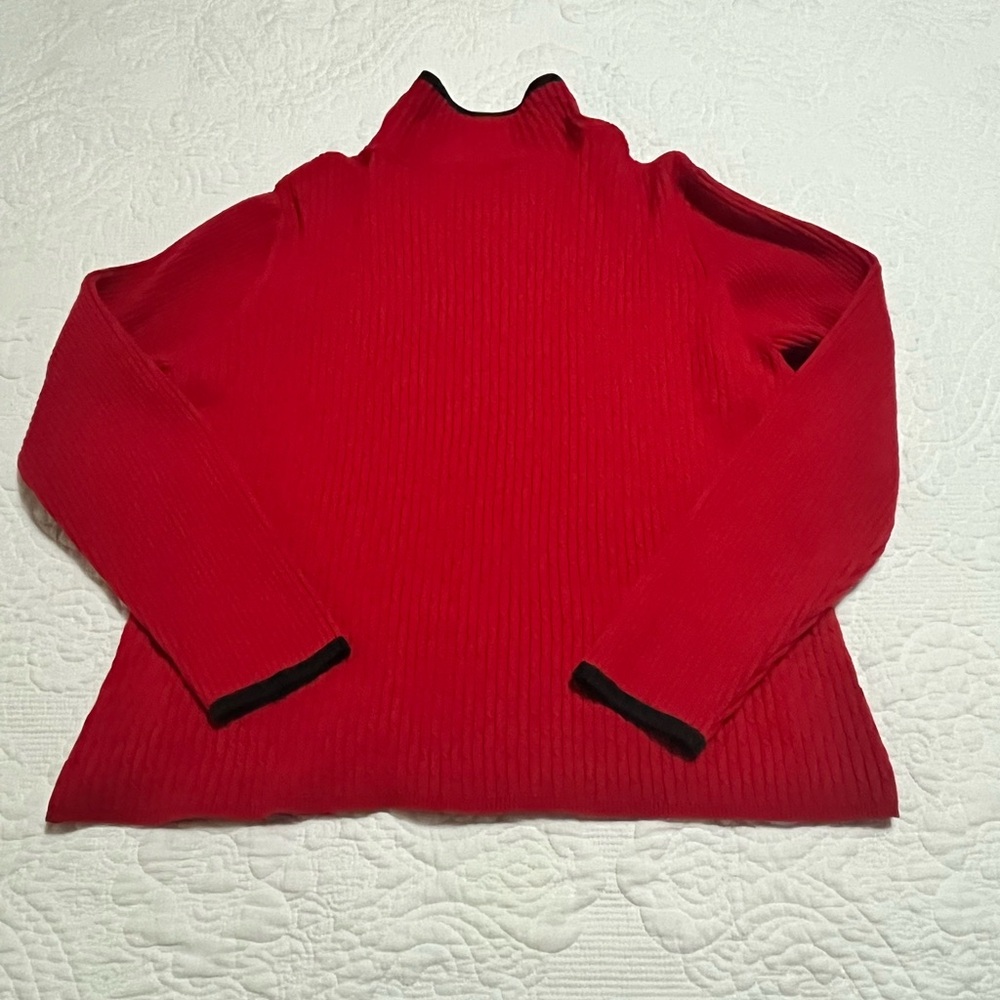 Pendleton Women’s Large Red Zip-Up Cardigan Sweater Textured Knit Luxury - Picture 10 of 13